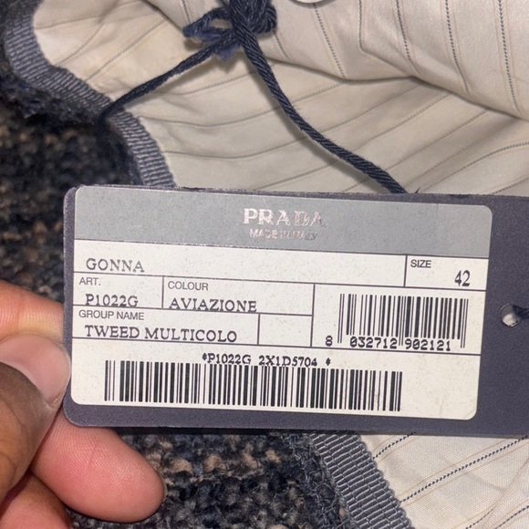 Prada Blue and Tan Wool Pencil Skirt - Picture 9 of 17